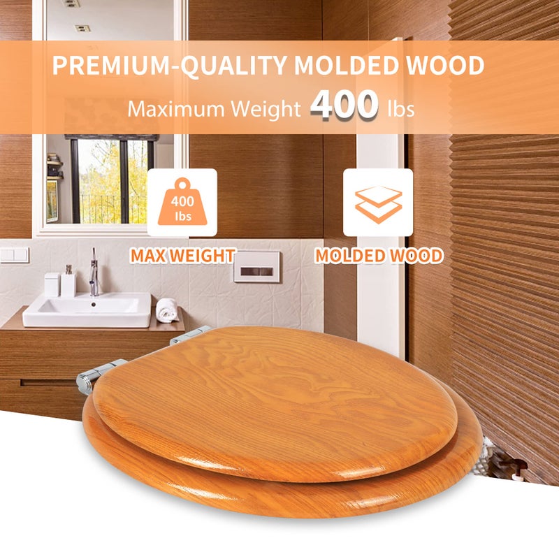 Angel Shield Wood Toilet Seat Elongated with Soft Close,Easy Clean,Quick-Release Hinges(Elongated,Wood) - Image 5
